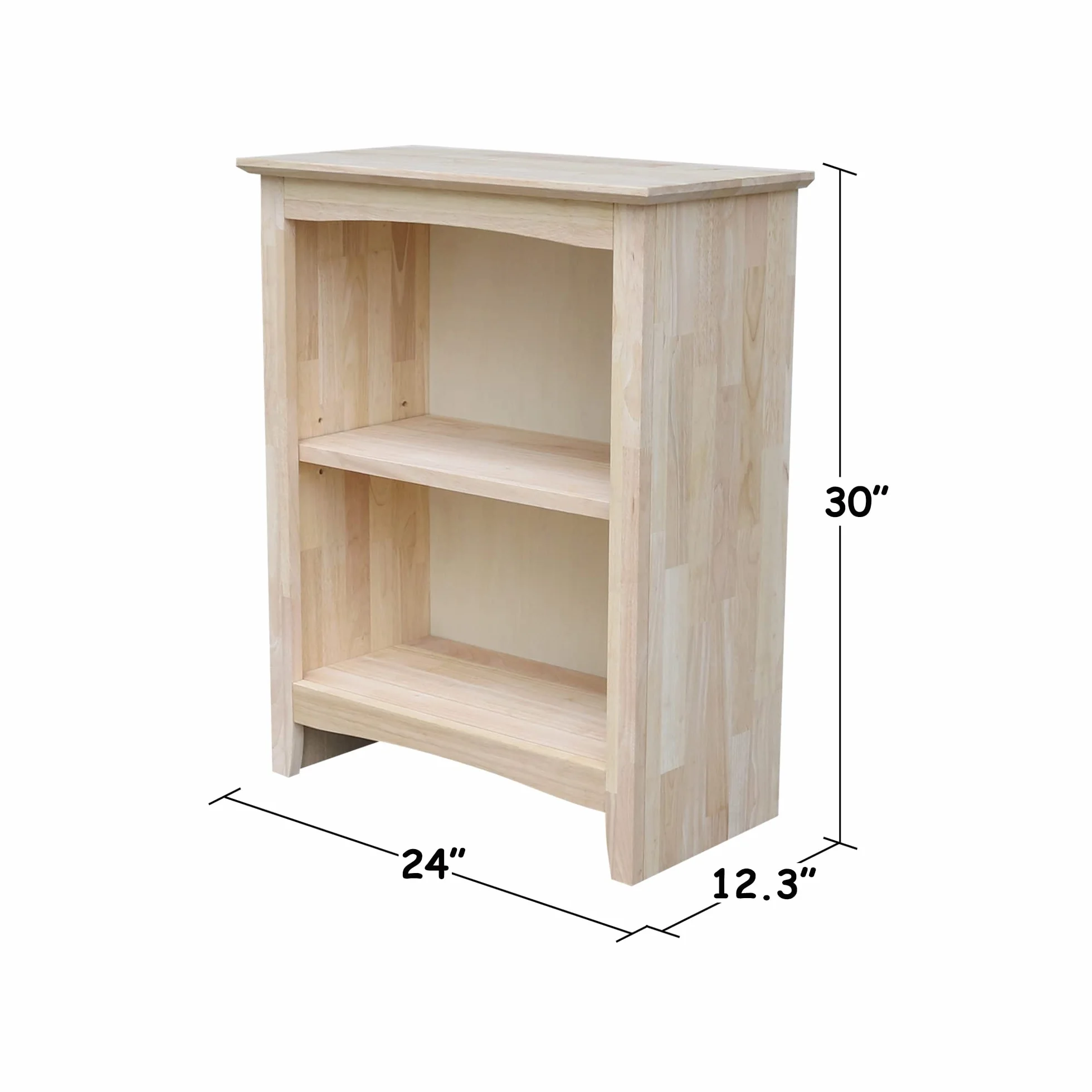 IC International Concepts Solid Wood Shaker Bookcase 30" H, Unfinished