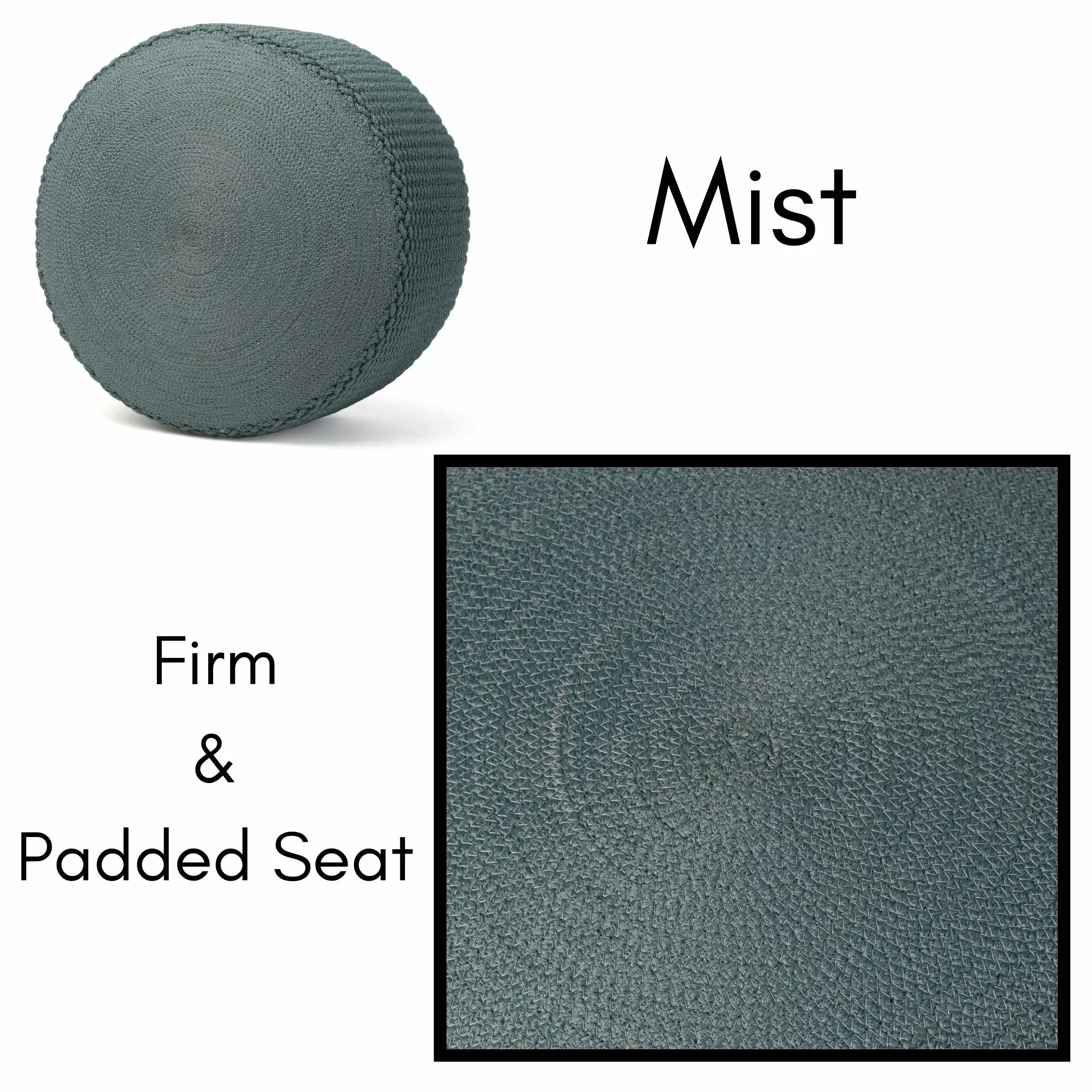 BIRDROCK HOME Outdoor Pouf Ottoman - Mist - Woven Indoor or Backyard Patio Use - Floor Footstool for Living Room- Knit Bean Bag - Oversized Padded Chair - Moroccan Foot Rest
