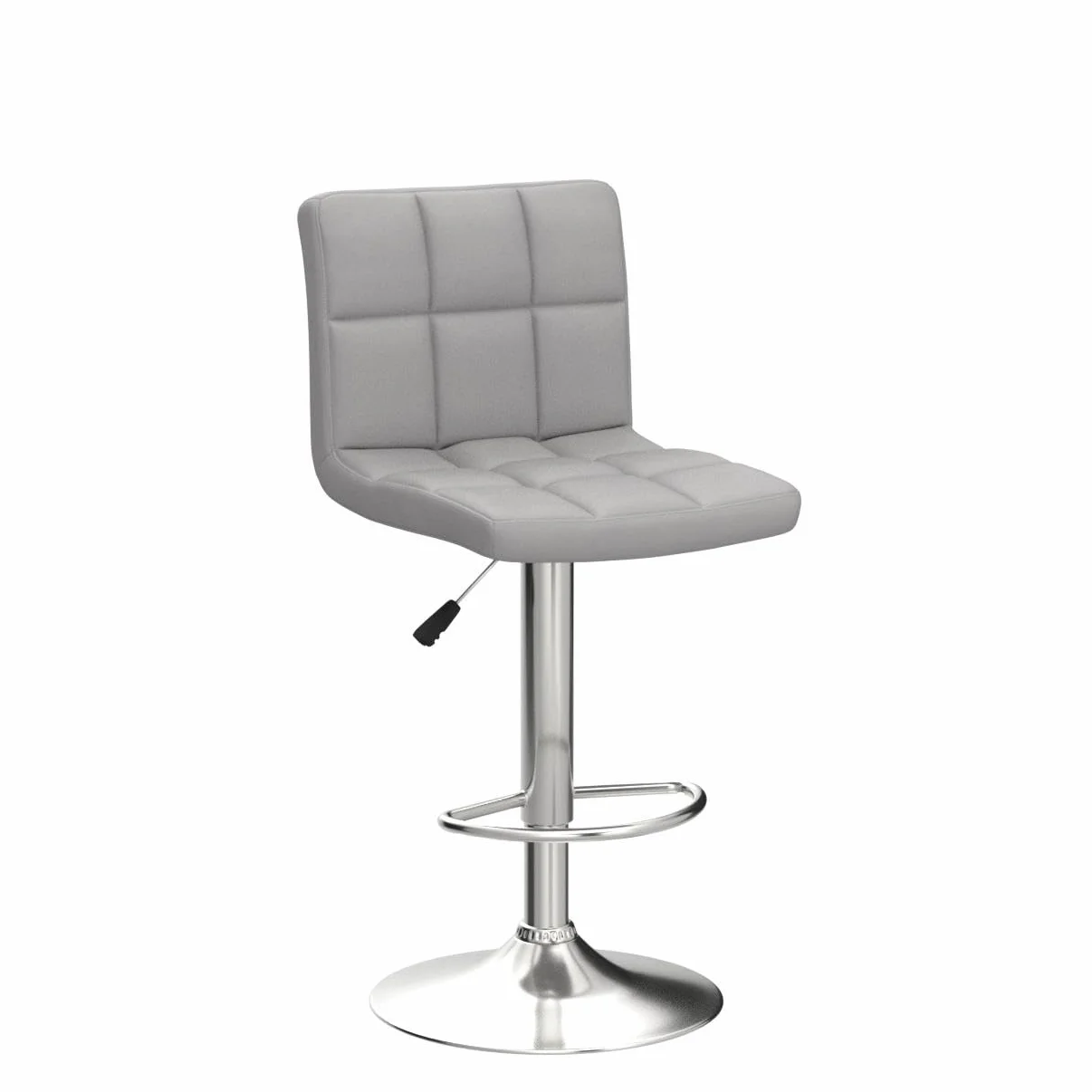 Leopard Bar Stools, PU Leather Bar Stool with Back, Set of 2, Light Grey | 24.5"-32.5" Adjustable, 250Lbs Capacity, Fits Home Kitchen Island & Bar, Fits Counter & Bar Heights