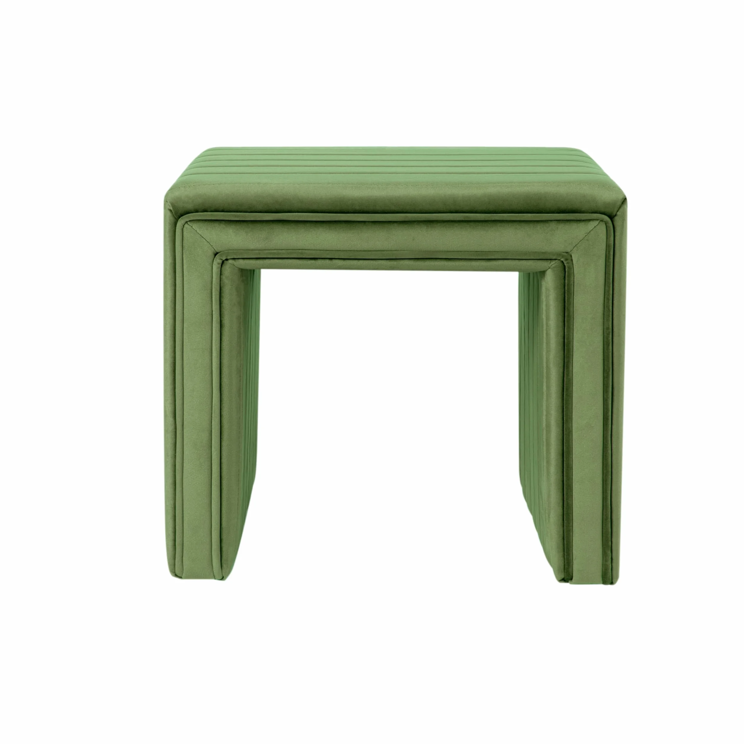 Spatial Order 19" Modern Channel Tufted Velvet Ottoman - Green
