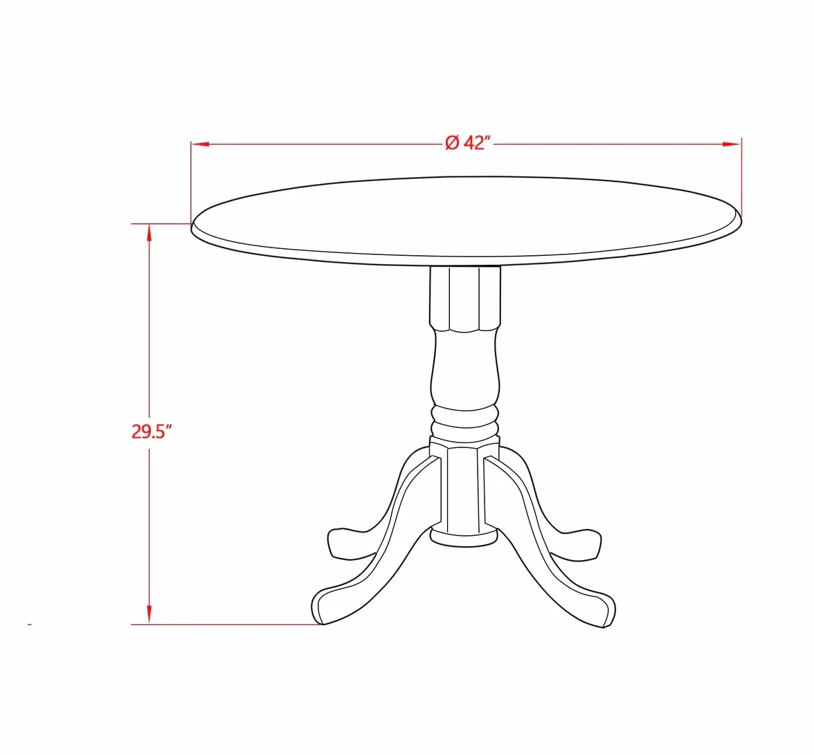 East West Furniture DMT-ABC-TP Dublin Kitchen Dining Table - a Round Wooden Table Top with Dropleaf & Pedestal Base, 42x42 Inch, Wirebrushed Buttercream | Kitchen